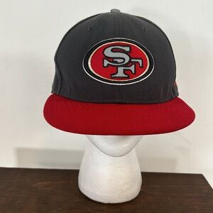 New Era 59 Fifty NFL San Francisco 49ers Mens Size 7 1/4 Black Red Fitted Hat
